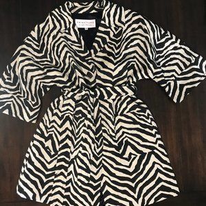 TRINA TURK BLACK AND CREAM ZEBRA PRINT COAT